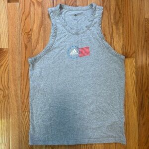 Adidas Heather Gray Tank with Flag Detail